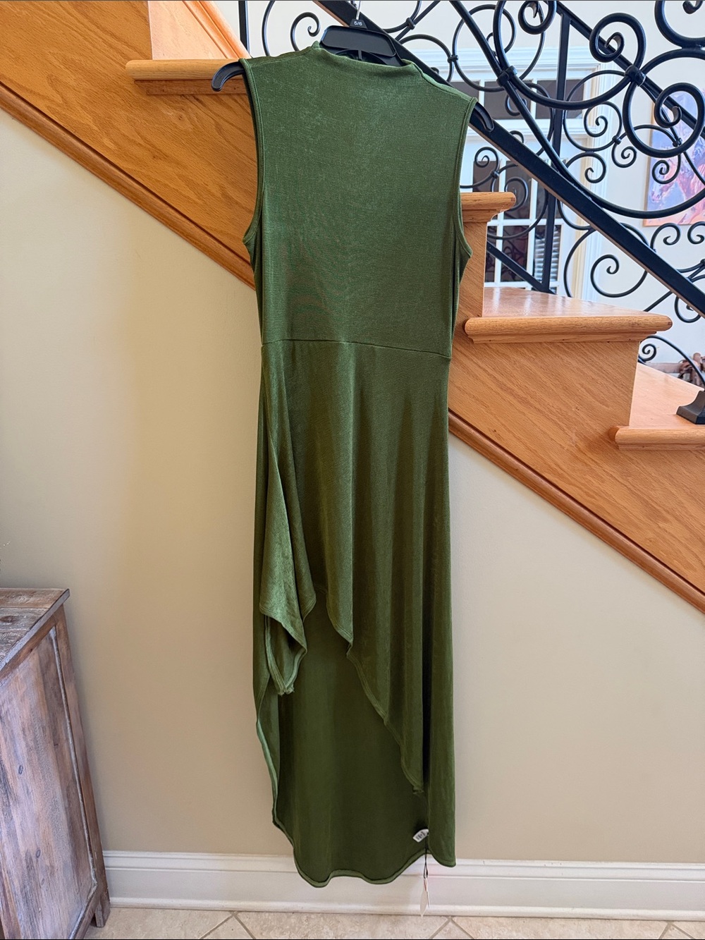 CIDER Sleeveless Asymmetric Olive Green Dress